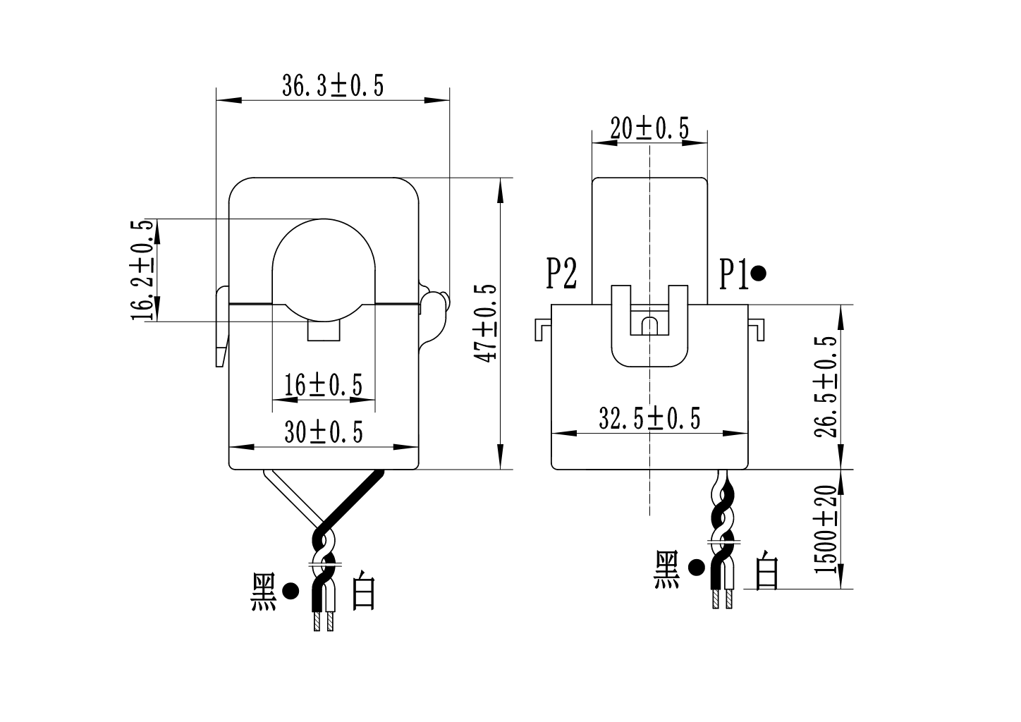 φ16mm Split core current transformer 120A 3000:1 - Buy AC